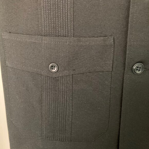 Unknown, 1970's Men's 38 Black Guayabera Polyester Suit - Picture 7 of 16